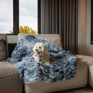 Luxe Home Decor Signature Faux Fur Throw | 1-Piece | Cony ice blue | 50"x60"